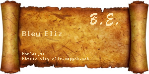 Bley Eliz névjegykártya